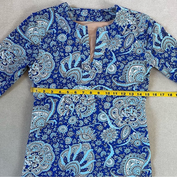 Coolibar Hokulani Ruche Swim Shirt Blue print. XXS. UPF 50+ - Picture 7 of 11